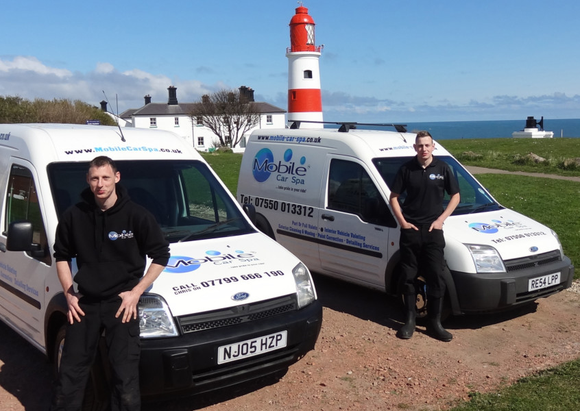 Chris and Jamie with Mobile Car Spa vans